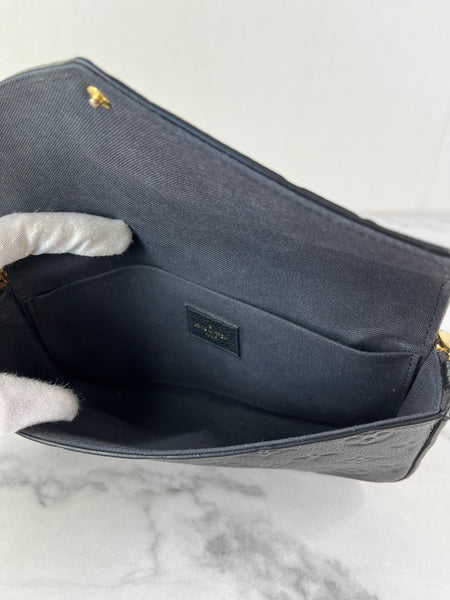 Louis Vuitton Black Félicie Pochette Chain Wallet Monogram Empreinte Leather Crossbody/Shoulder Bag