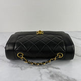 CHANEL Black Vintage Lambskin Quilted Small Diana Flap Bag