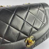 CHANEL Black Vintage Lambskin Quilted Small Diana Flap Bag