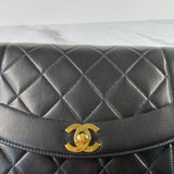 CHANEL Black Vintage Lambskin Quilted Small Diana Flap Bag