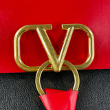 Valentino Black/Red Leather VRing Flap Shoulder Bag