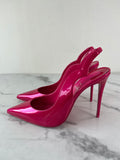 CHRISTIAN LOUBOUTIN Pinup Pink Patent Hot Chick Sling 100 Pumps Size 38.5