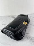 CHANEL CC BLACK SHINY LAMBSKIN PUFFY PILLOW JUMBO CLUTCH