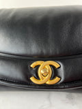 CHANEL CC BLACK SHINY LAMBSKIN PUFFY PILLOW JUMBO CLUTCH