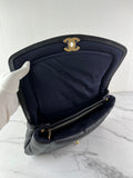 CHANEL CC BLACK SHINY LAMBSKIN PUFFY PILLOW JUMBO CLUTCH