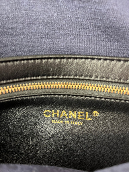 CHANEL CC BLACK SHINY LAMBSKIN PUFFY PILLOW JUMBO CLUTCH