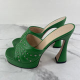 GUCCI GG Green Studded Leather Mules Size 37