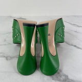 GUCCI GG Green Studded Leather Mules Size 37