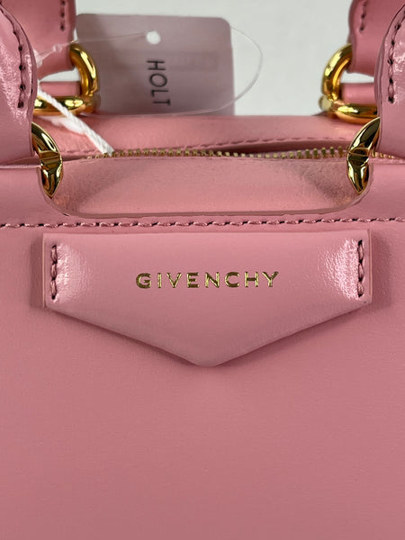 GIVENCHY Flamingo Pink Box Leather Mini Antigona East-West Crossbody/Shoulder Bag