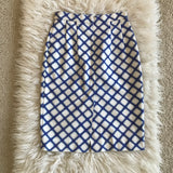 Jonathan Saunders White/Blue Axel High Waisted Pencil Skirt Size 38 (fits 2-4 US)