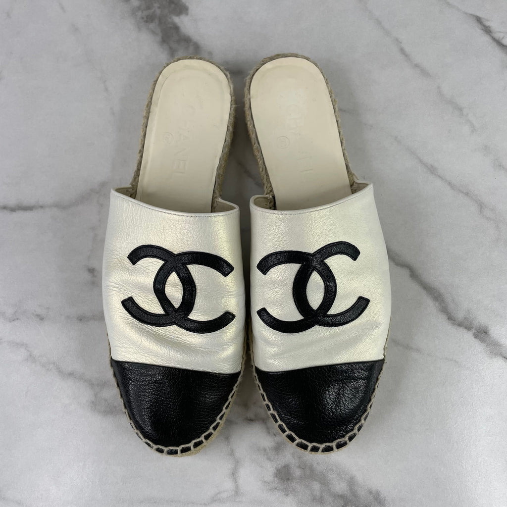 chanel white mules 9