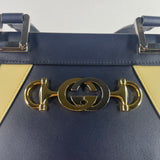 GUCCI Blue Smooth Calfskin Medium Zumi Top Handle Shoulder/Crossbody Bag