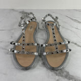 Valentino Silver Glitter PVC Rockstud Sandals Size 41
