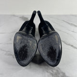Louis Vuitton Black Suede Oh Really! Lock Peep Toe Platform Pumps Size 35.5