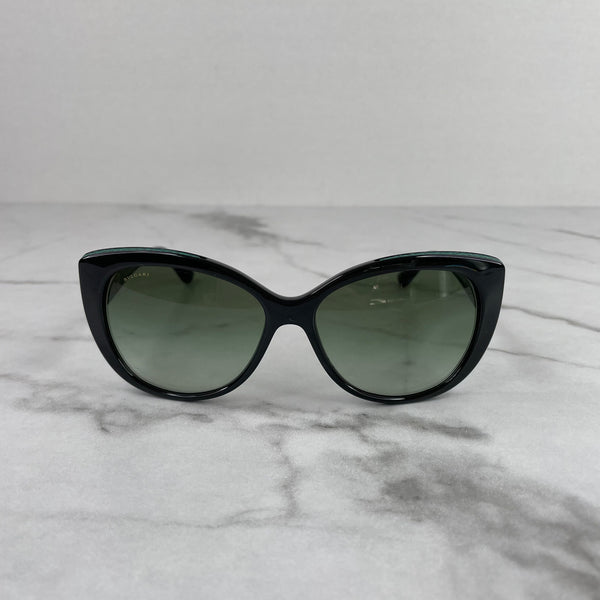 BVLGARI Shiny Black/Green Sunglasses