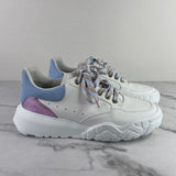 Alexander McQueen Oversized White/Blue/Lilac New Court Sneakers Size 39.5