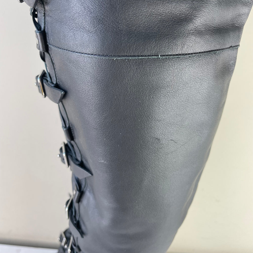 Jimmy Choo Black Maloy leather over-the-knee boots Size 40