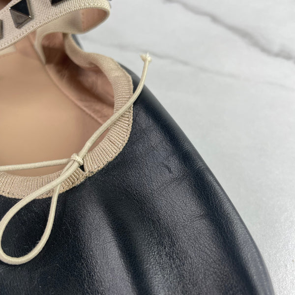 Valentino Black Rockstud Ballet Flats Size 36.5