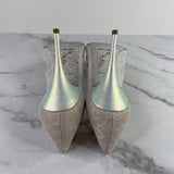 RENE CAOVILLA Veneziana Light Grey/Iridescent crystal-embellished lace pumps Size 40