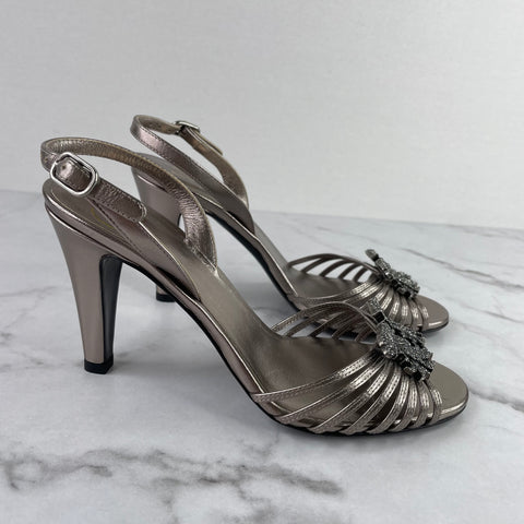 Valentino Metallic Griffin embellishment Swarovski Crystal Sandals Size 35.5