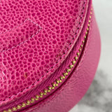 CHANEL Vintage Pink CC Caviar Round Jewelry Travel Case
