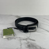 Gucci Men's Black Leather Signature Belt with GG Detail Size 85/34