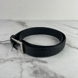 Gucci Men's Black Leather Signature Belt with GG Detail Size 85/34