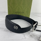 Gucci Men's Black Leather Signature Belt with GG Detail Size 85/34