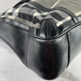 Burberry Black/Grey/Off-White Check Nylon Tote Shoulder Bag