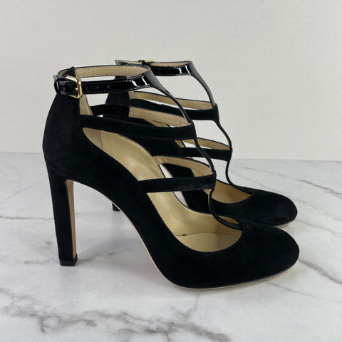 Jimmy Choo Black Suede/Patent DOLL 100 Pumps Size 36
