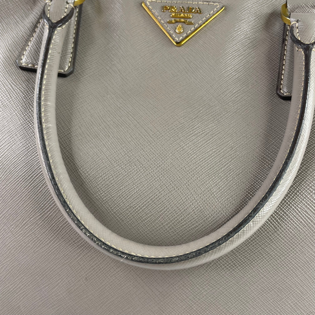 Prada Argilla Gray Saffiano Lux Leather Large Satchel Handbag 1BA228 – ZAK  BAGS ©️