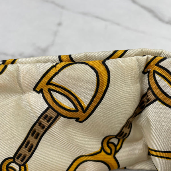 Gucci White Silk Horse-bit Headband Size Medium