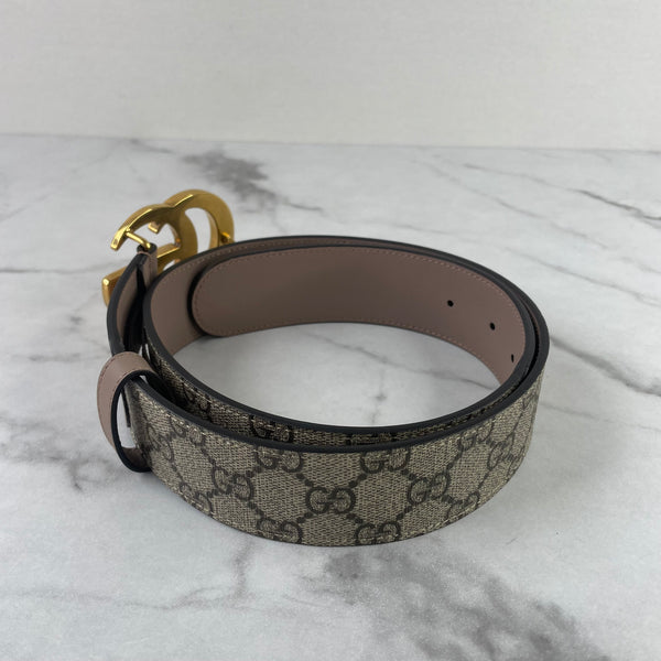 Gucci Dusty Pink GG Supreme Marmont belt Size 80/32