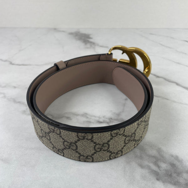 Gucci Dusty Pink GG Supreme Marmont belt Size 80/32