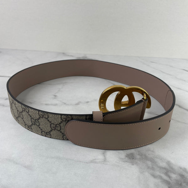 Gucci Dusty Pink GG Supreme Marmont belt Size 80/32