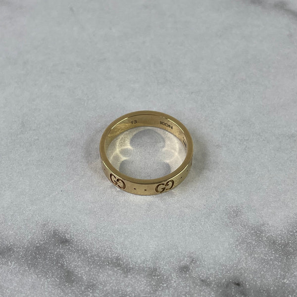 Gucci Yellow Gold Icon Thin Ring Size 13 (6 1/2 US)