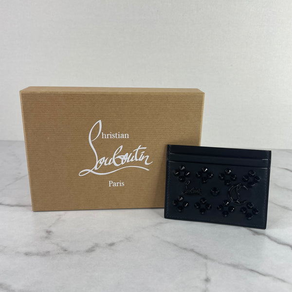 CHRISTIAN LOUBOUTIN Spike Black Leather Card Holder