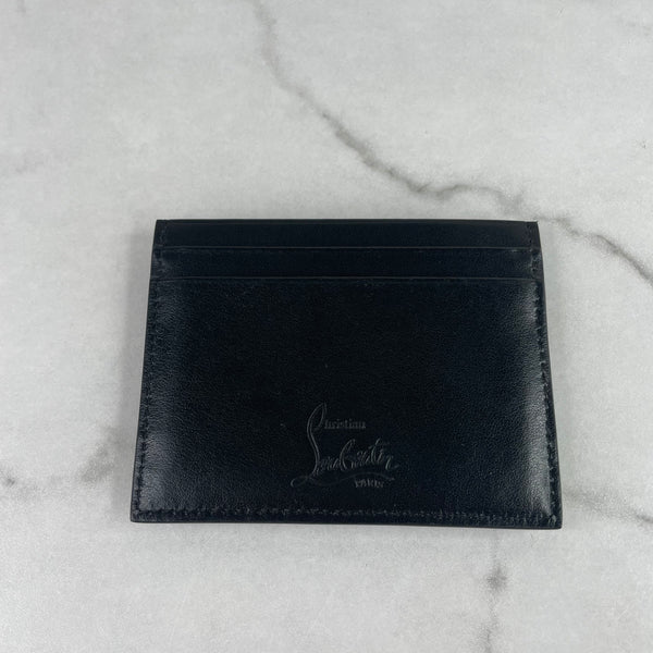 CHRISTIAN LOUBOUTIN Spike Black Leather Card Holder