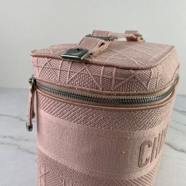 Dior Pink D-Lite Cannage Embroidered Canvas Vanity Case