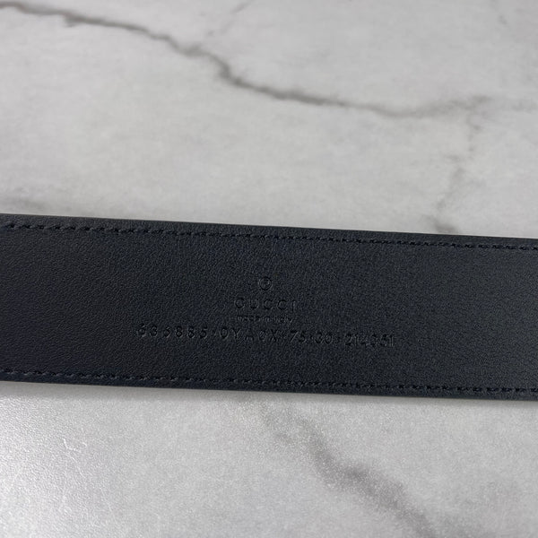 Gucci Black Plutone Interlocking G Belt Size 75/30