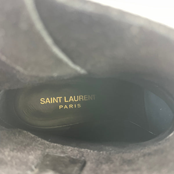 Saint Laurent Black Suede Fringe Booties Size 38