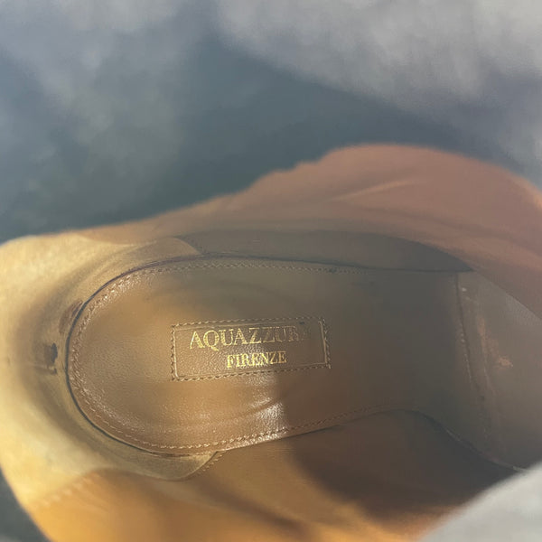 Aquazzura Black Suede CAMBRIDGE Booties Size 37.5
