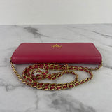 Prada Pink Peonia Saffiano Wallet on Chain