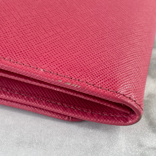 Prada Pink Peonia Saffiano Wallet on Chain