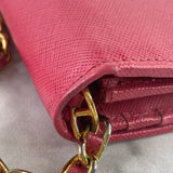 Prada Pink Peonia Saffiano Wallet on Chain