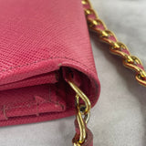 Prada Pink Peonia Saffiano Wallet on Chain