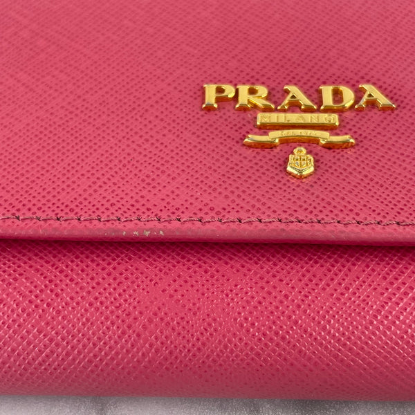 Prada Pink Peonia Saffiano Wallet on Chain