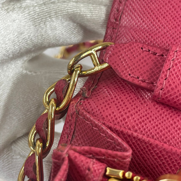 Prada Pink Peonia Saffiano Wallet on Chain