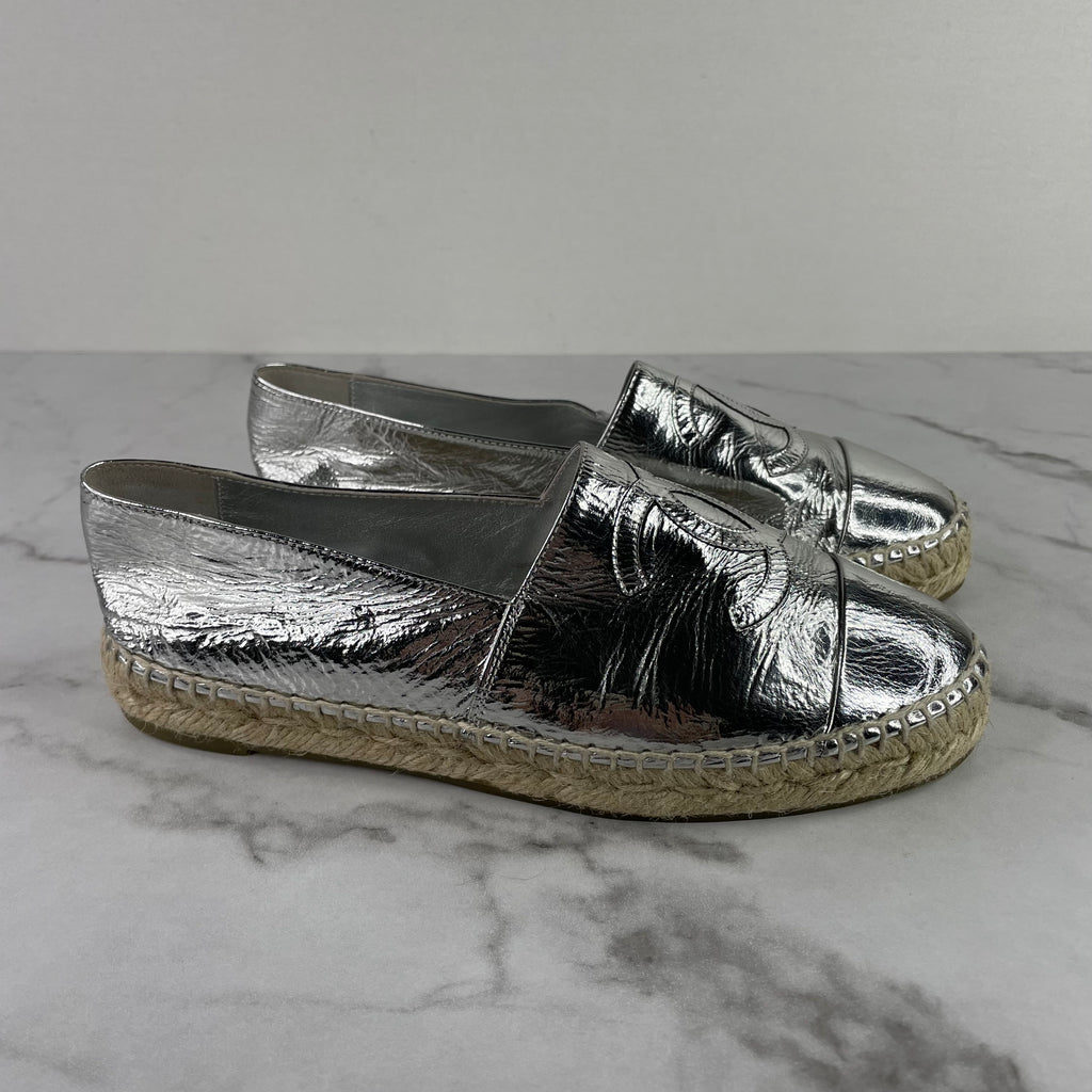 CHANEL silver leather espadrilles – Loop Generation