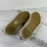 Chanel Silver Metallic Laminated Goatskin CC Espadrilles Size 37